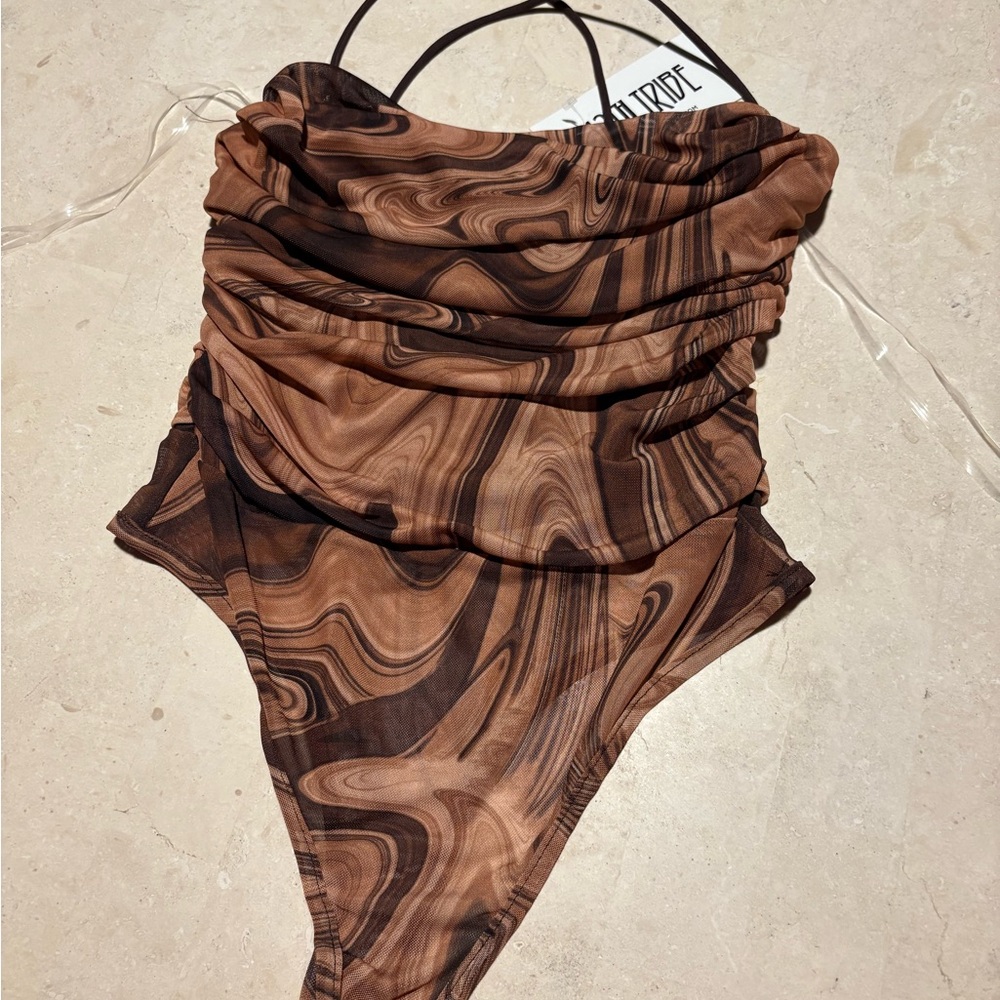 12th Tribe Brown Swirl One-Piece Swimsuit